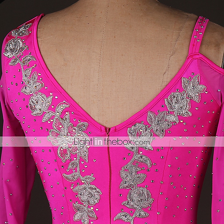 Ballroom Dance Dress Appliques Crystals / Rhinestones Women's Performance Long Sleeve Chinlon Organza 2025 - $157.99 –P4
