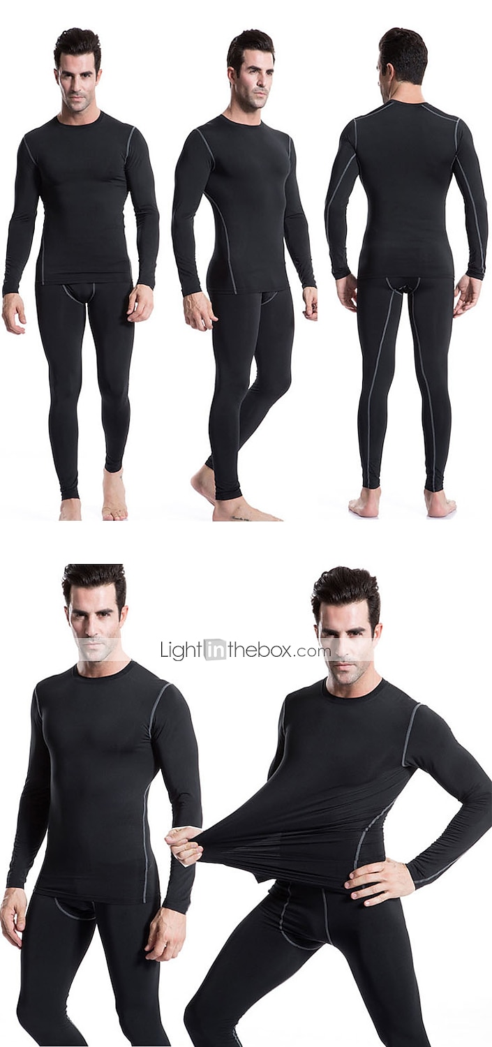 Men's Compression Shirt Running Shirt Long Sleeve Tee Tshirt Athletic Spring Spandex Breathable Quick Dry Sweat wicking Fitness Gym Workout Running Sportswear Activewear Solid Colored Navy Wine Red 2025 - $16.49 –P12