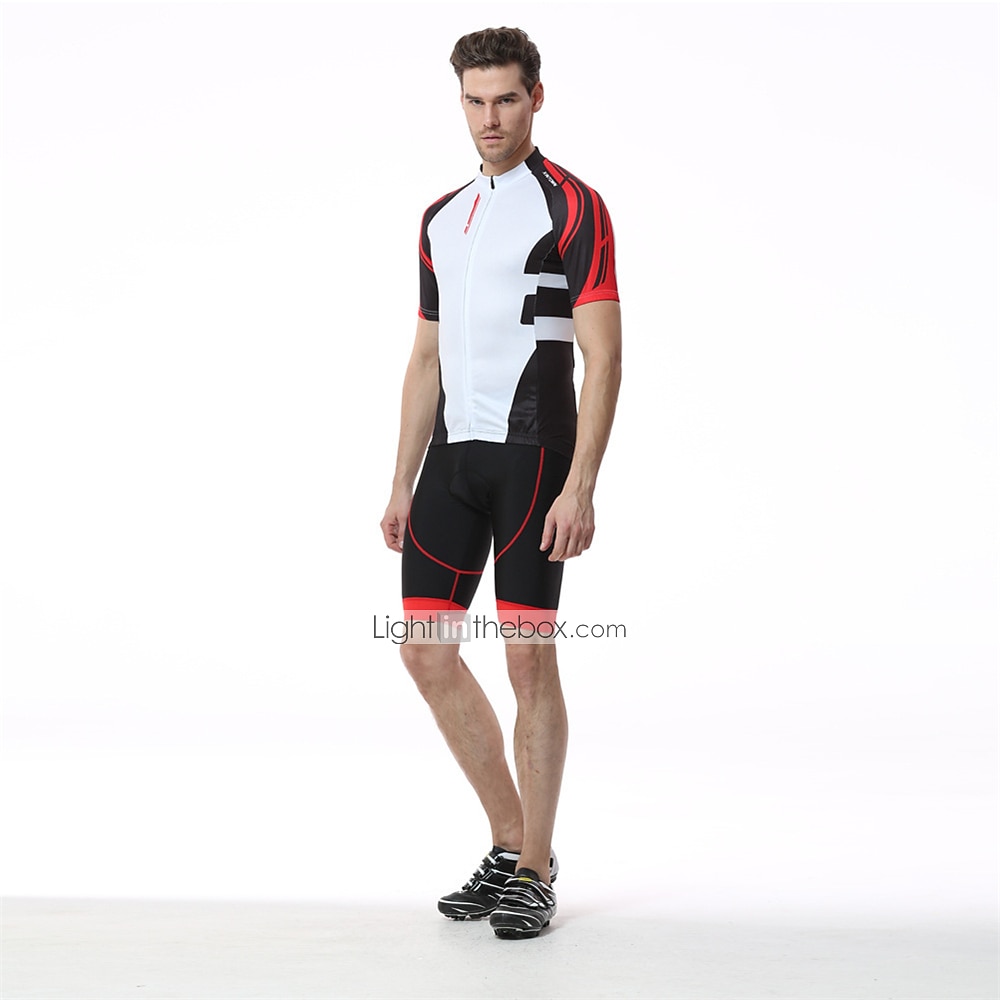 Per uomo Maglia da ciclismo con pantaloncini Manica Corta Estate Primavera Autunno Bianco / Nero Nero / Rosso Nero / giallo A Motivi Bicicletta Pantaloncini Protezione solare Asciugatura Rapida del 2026 a $41.99 –P3