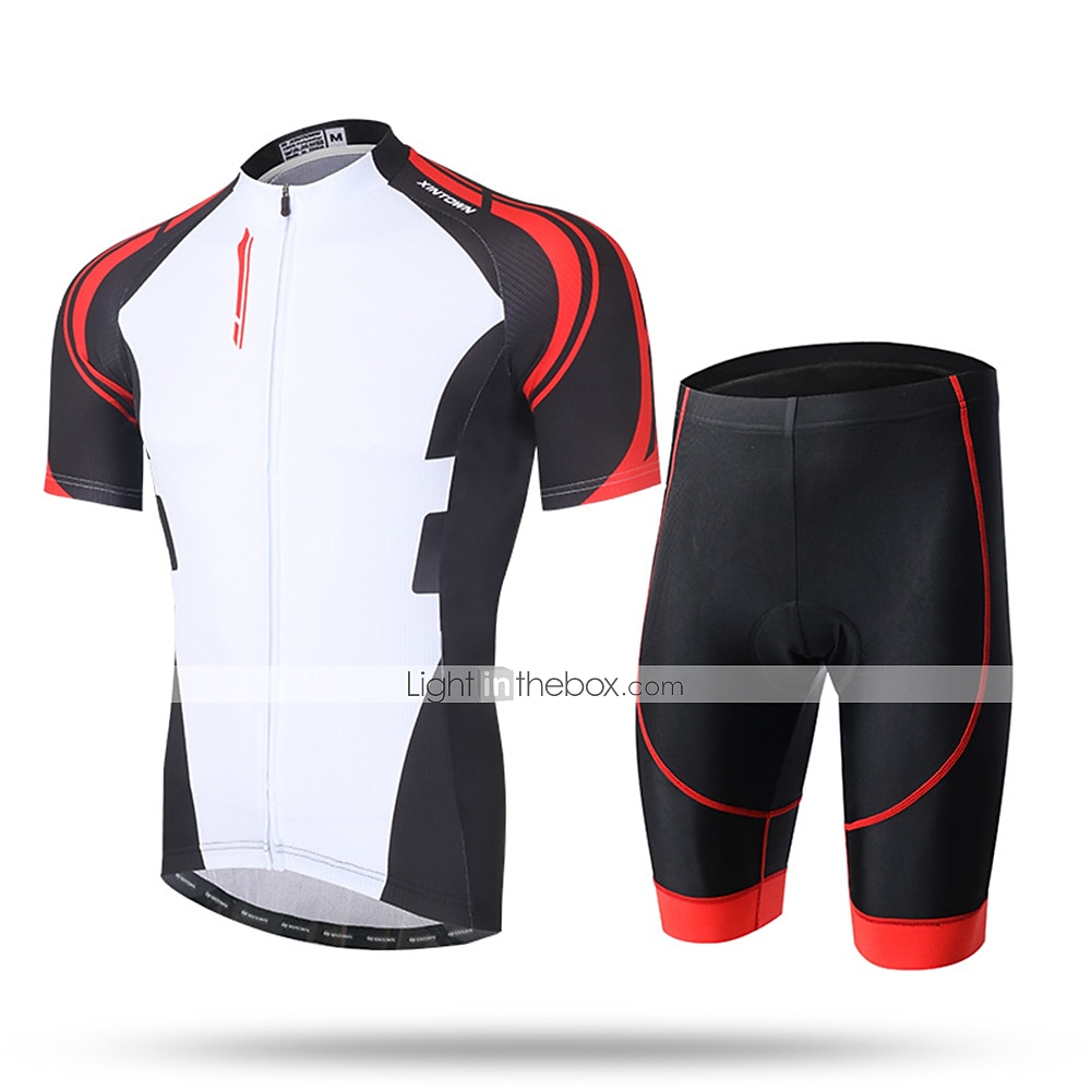 Per uomo Maglia da ciclismo con pantaloncini Manica Corta Estate Primavera Autunno Bianco / Nero Nero / Rosso Nero / giallo A Motivi Bicicletta Pantaloncini Protezione solare Asciugatura Rapida del 2026 a $41.99 –P1
