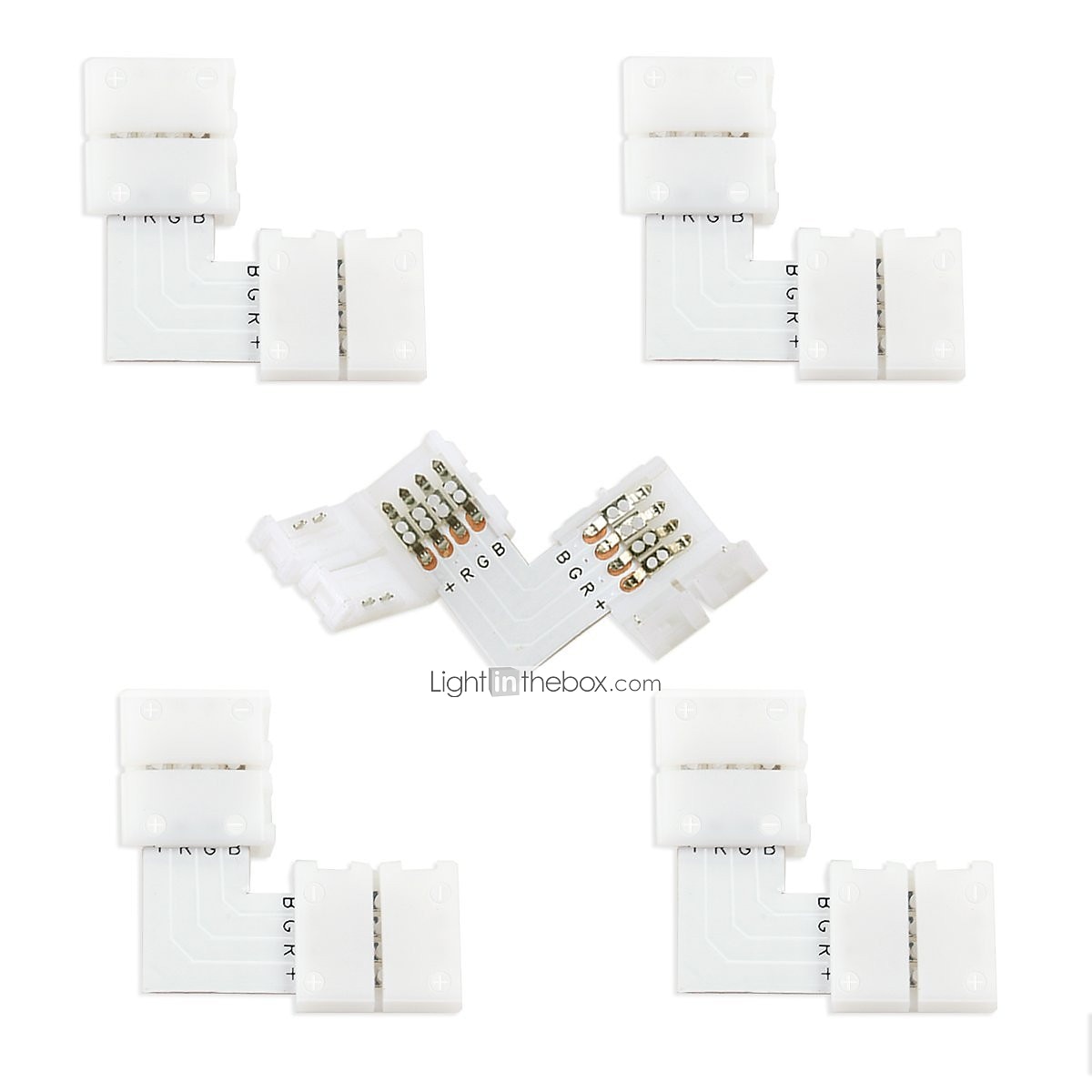 2025年 5個4ピンDIYLEDRGBストリップライトコネクタアダプター5050LED 10mmL字型  コレクション – $8.49 –P1