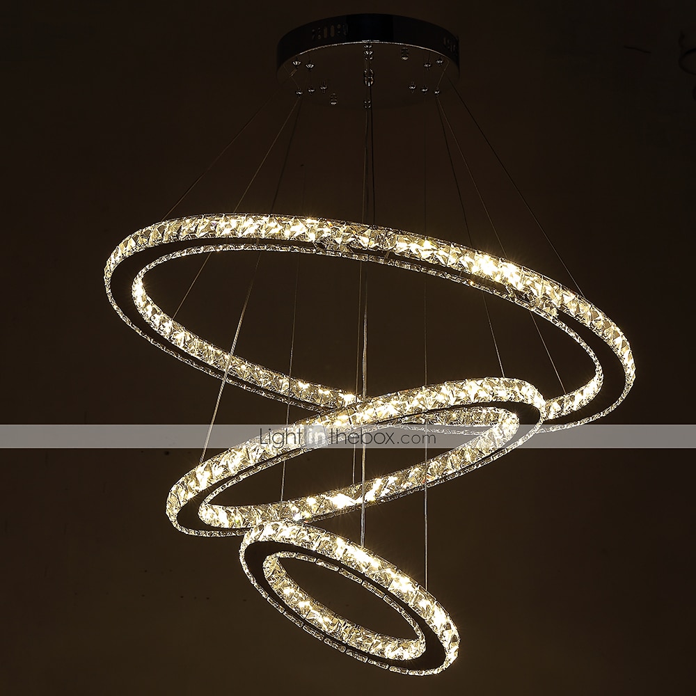 3 Rings 70 cm Crystal Dimmable LED Chandelier Pendant Light Metal Circle Electroplated Modern Contemporary Traditional Classic 110-120V 220-240V 2025 - $687.89 –P5