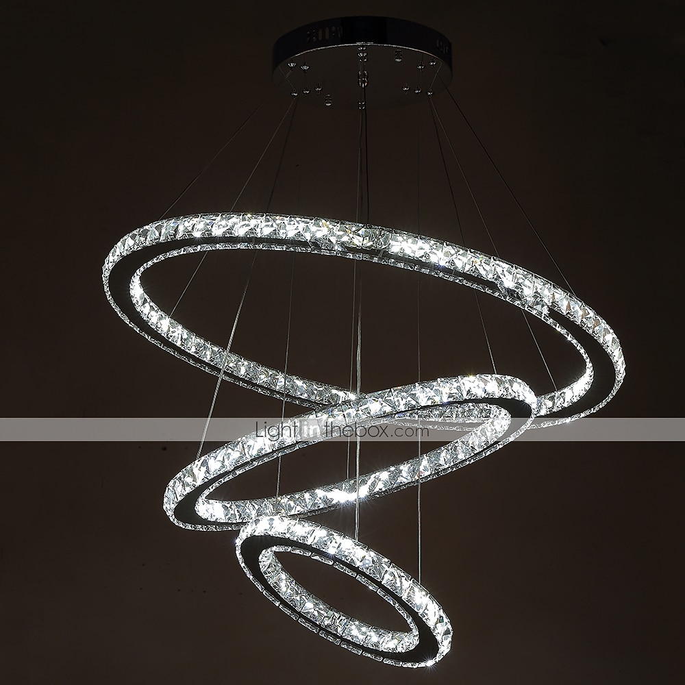 3 Rings 70 cm Crystal Dimmable LED Chandelier Pendant Light Metal Circle Electroplated Modern Contemporary Traditional Classic 110-120V 220-240V 2025 - $687.89 –P6