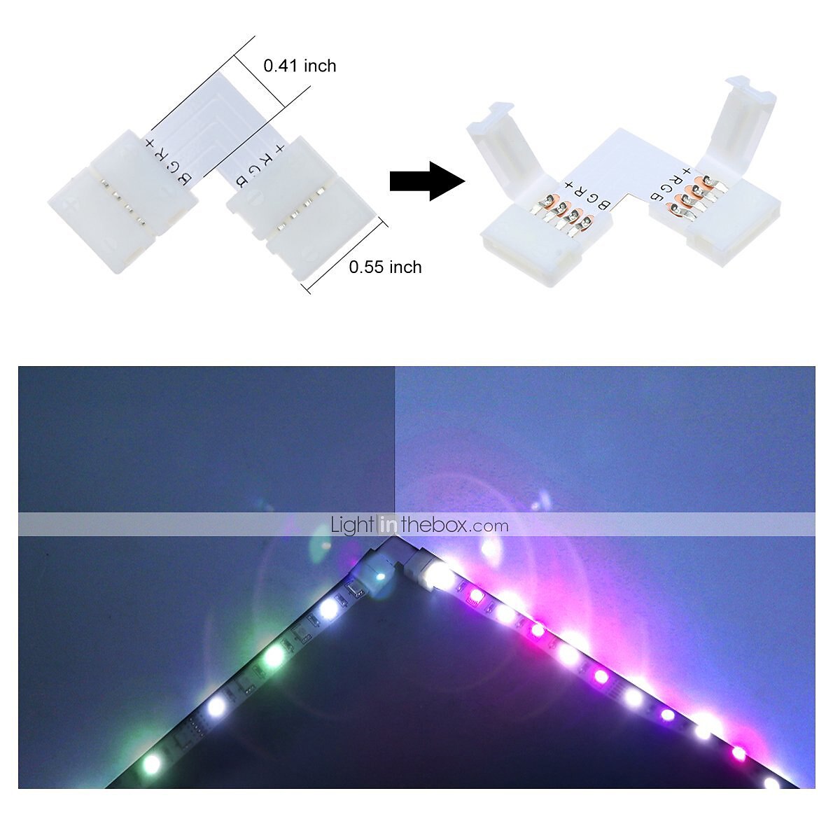LED Strip Connector and Mount Bracket 5050 RGB Strip Light Connector L Shape Solderless Snap Down 4 Conductor LED RGB Connector for Right Angle Cor 2025 - $13.99 –P5