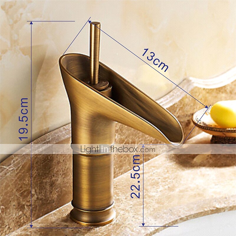 Bathroom Sink Faucet,Waterfall Antique Brass Centerset Single Handle One HoleBath Taps with Hot and Cold Switch 2025 - $72.99 –P2