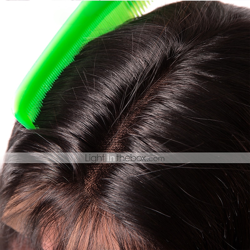 Echt haar 4x13 Sluiting Pruik Bobkapsel Kardashian Recht Pruik 130% Haardichtheid met babyhaar Natuurlijke haarlijn Voor donkere huidskleur Voor Dames Kort Kanten pruiken van echt mensenhaar 2025 - $4.99 –P5