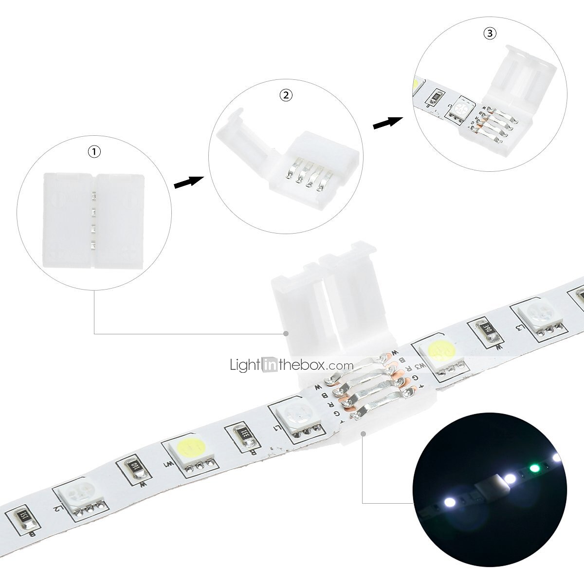 LED Strip Connector and Mount Bracket 5050 RGB Strip Light Connector L Shape Solderless Snap Down 4 Conductor LED RGB Connector for Right Angle Cor 2025 - $13.99 –P4