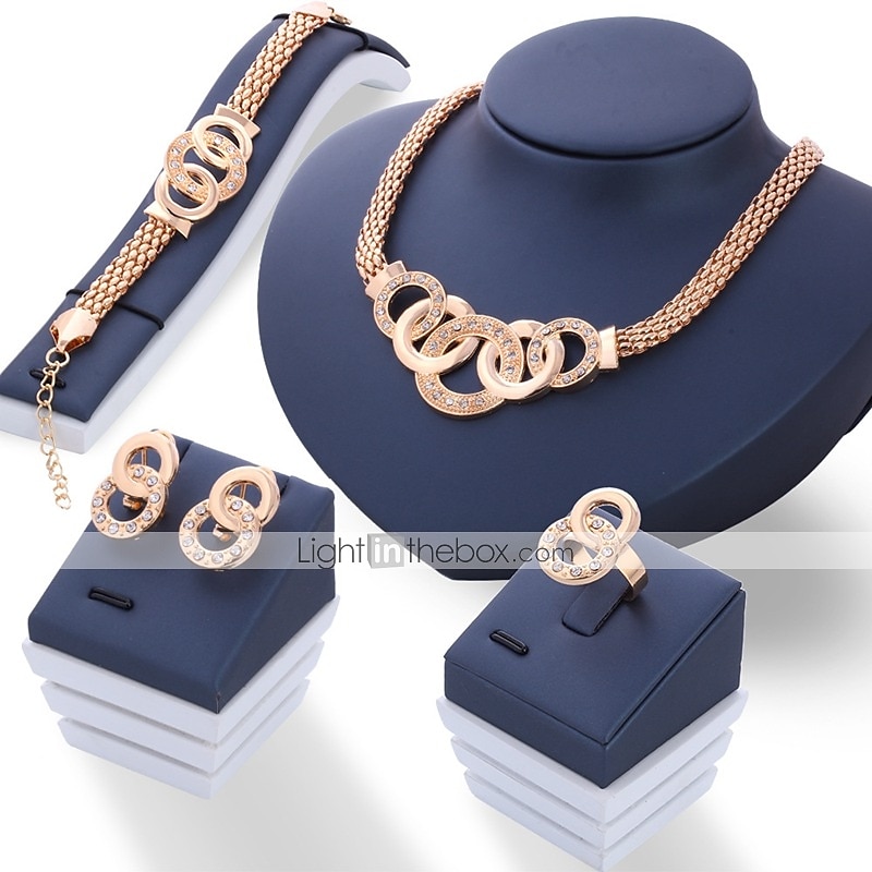 smykkesett for kvinners fest bryllup daglig rhinestone krom kjole for å imponere 2025 2025 - $16.99 –P1