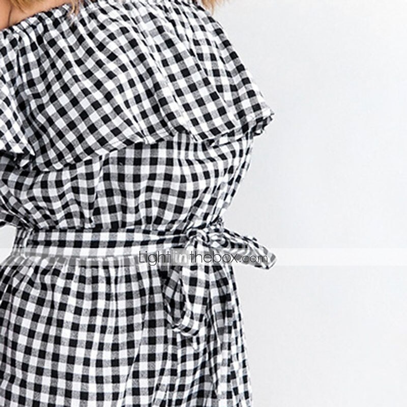 Femme Quotidien / Vacances / Soirée Barboteuse - Carreaux / Vacances, Treillis / Mode Taille Haute Bateau / Eté / A Volants de 2026 ? $11.49 –P1