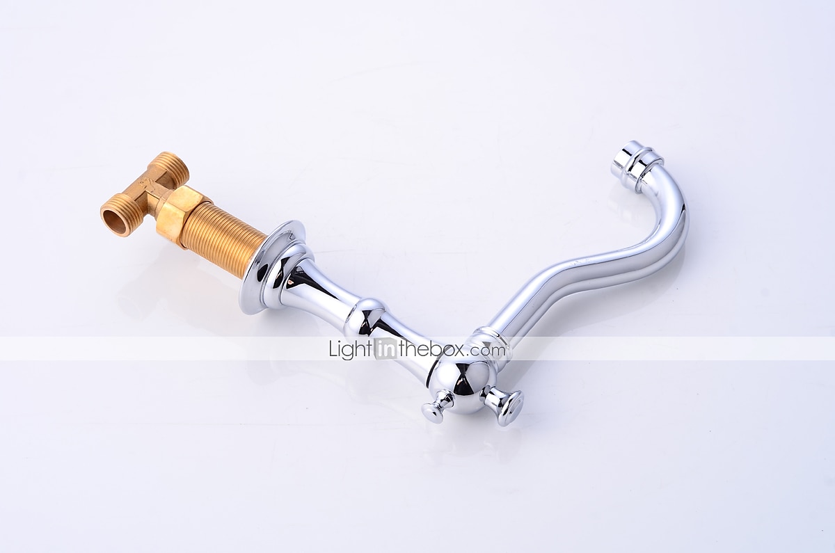 Grifo para lavabo de baño, dos manijas y tres orificios extendidos, grifo para lavabo de baño de latón cromado que contiene líneas de suministro y tapón de drenaje e interruptor de frío/calor 2025 - GBP £88 –P5