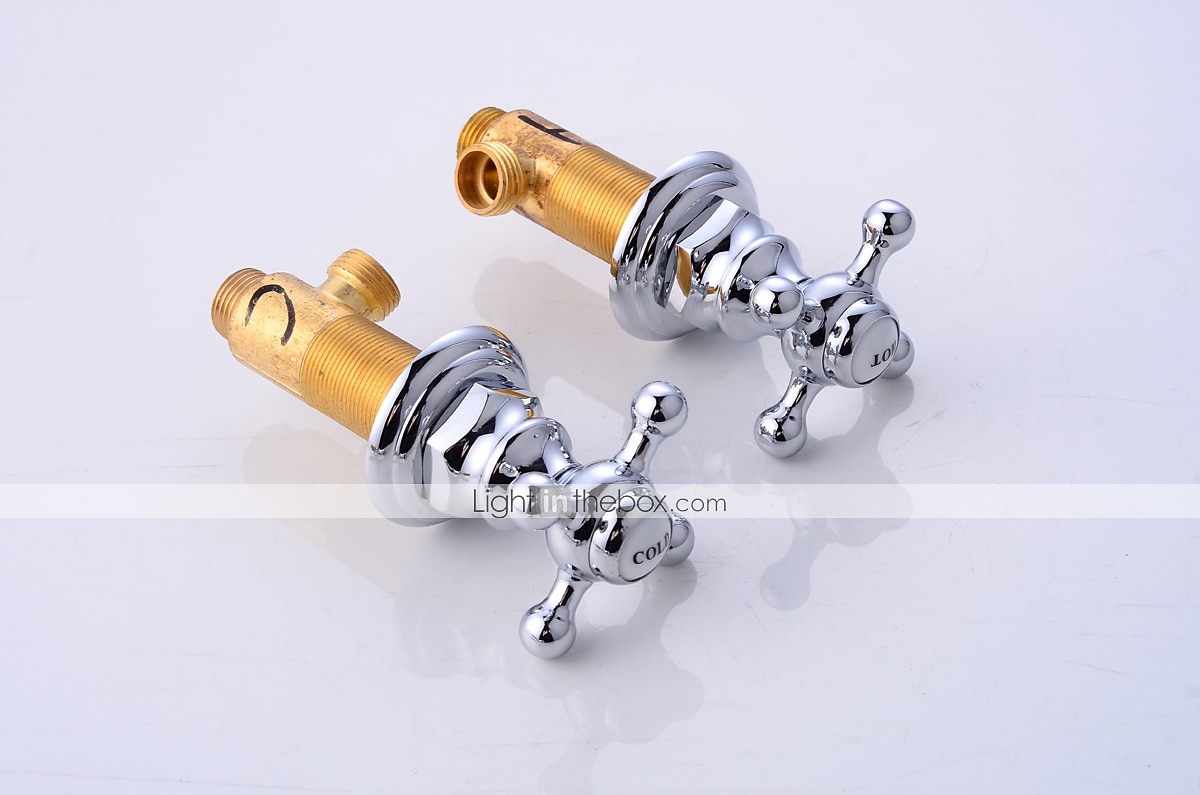 Grifo para lavabo de baño, dos manijas y tres orificios extendidos, grifo para lavabo de baño de latón cromado que contiene líneas de suministro y tapón de drenaje e interruptor de frío/calor 2025 - GBP £88 –P6