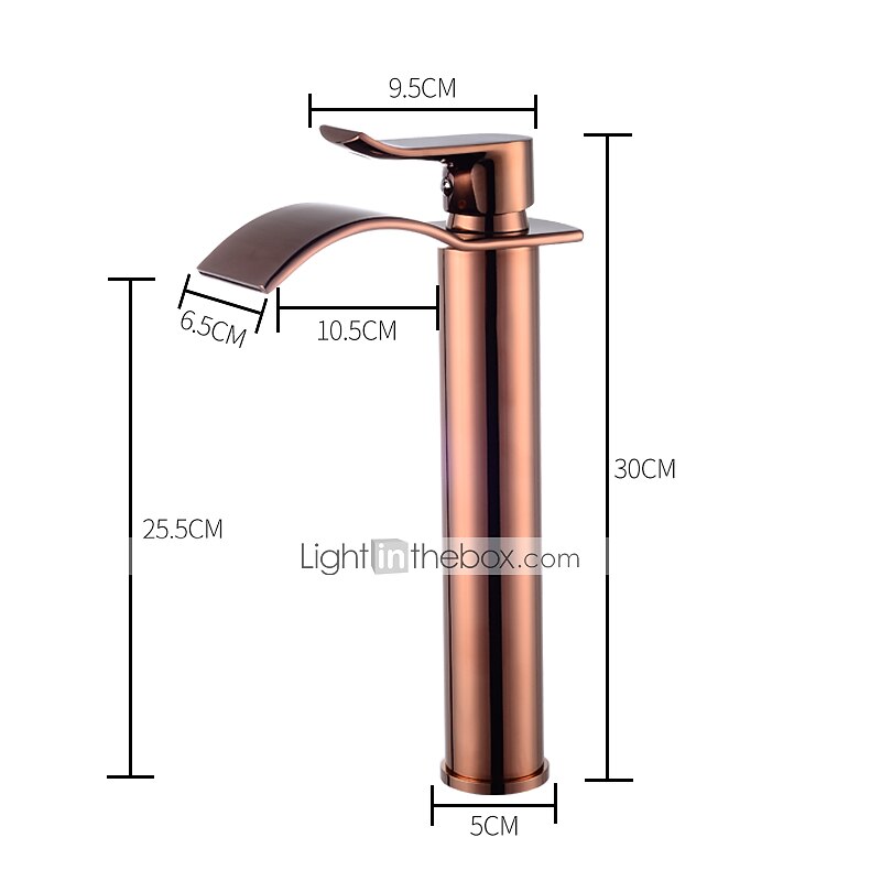 Brass Bath Sink Faucet with Drain,Waterfall Rose Gold Tall Centerset Single Handle One Hole Bath Taps with Hot and Cold Water 2025 - $129.99 –P1