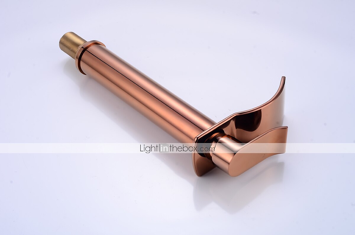 Brass Bath Sink Faucet with Drain,Waterfall Rose Gold Tall Centerset Single Handle One Hole Bath Taps with Hot and Cold Water 2025 - $129.99 –P8