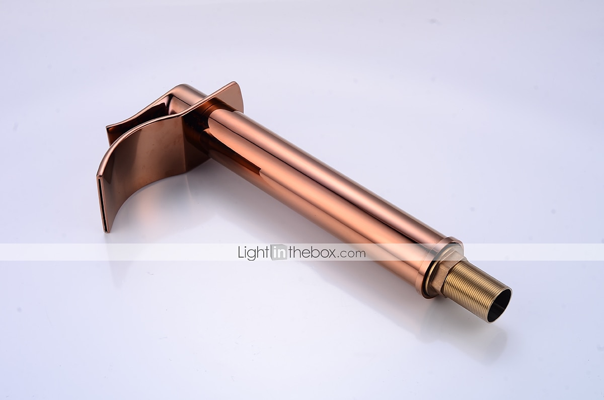 Brass Bath Sink Faucet with Drain,Waterfall Rose Gold Tall Centerset Single Handle One Hole Bath Taps with Hot and Cold Water 2025 - $129.99 –P7