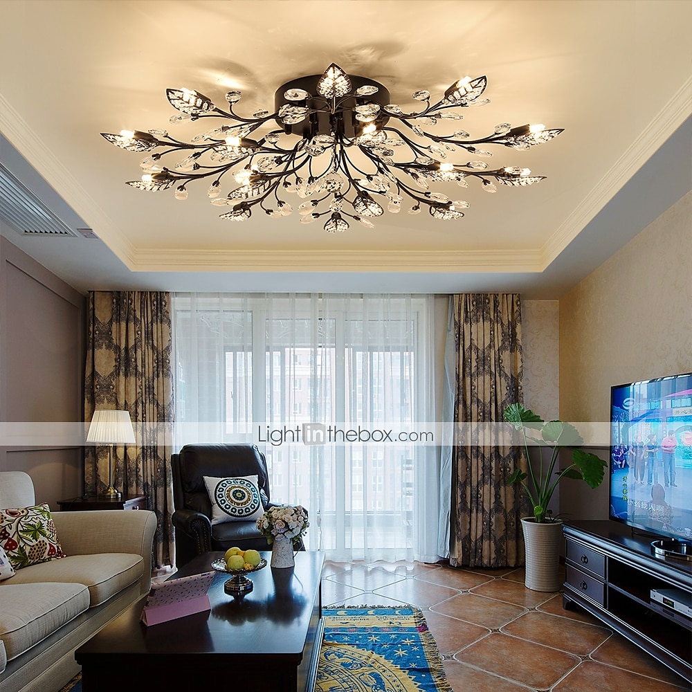 15 fényes 90 cm-es mennyezeti lámpák led kristály süllyeszthető lámpák fém festett kivitel elegáns és modern 200-240v / 110-120v virágmintás 2025 - $366.49 –P2