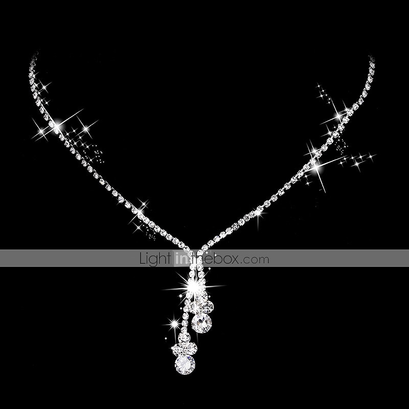 Pendientes colgantes Circonita Zirconia Cúbica Plata Mujer Elegante Estilo Simple Gota Conjunto de joyas Para Boda Aniversario Fiesta / Gargantillas / Los sistemas nupciales de la joyería / Pedida 2025 - $18.99 –P2
