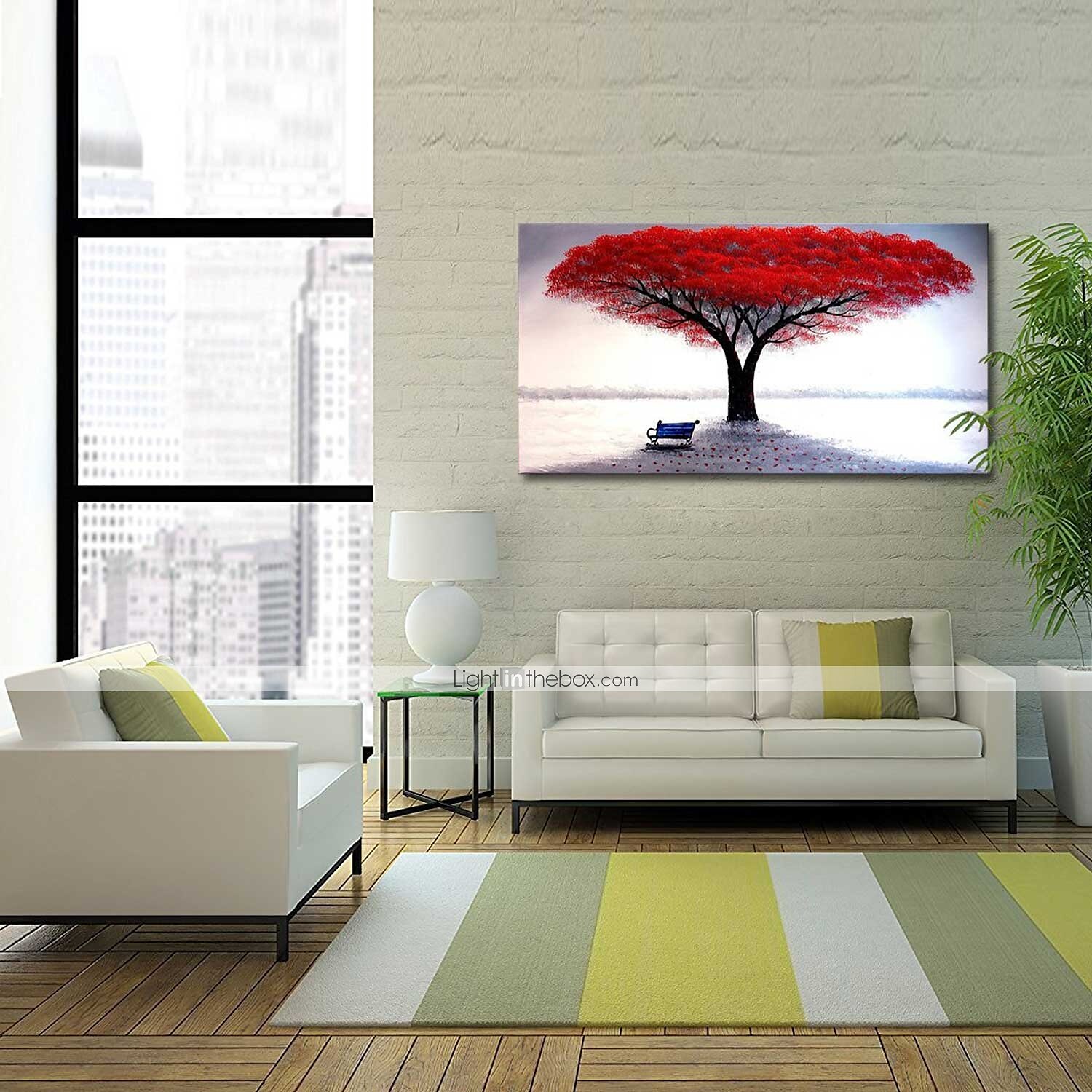 Oil Painting Hand Painted Horizontal Floral / Botanical Comtemporary Modern Stretched Canvas 2025 - $146.99 –P8