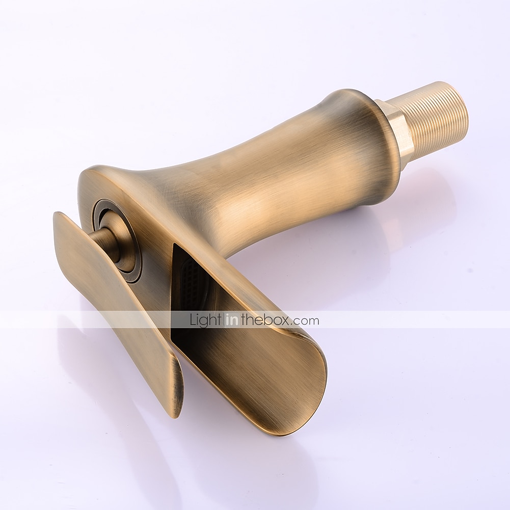 antiikkipronssi messinkihanasarja, vesiputous antiikkipronssikannelle asennettu yksikahvainen yksireikäinen kylpyhana kuuma- ja kylmäkytkimellä ja viemärillä 2026 - $129.99 –P6