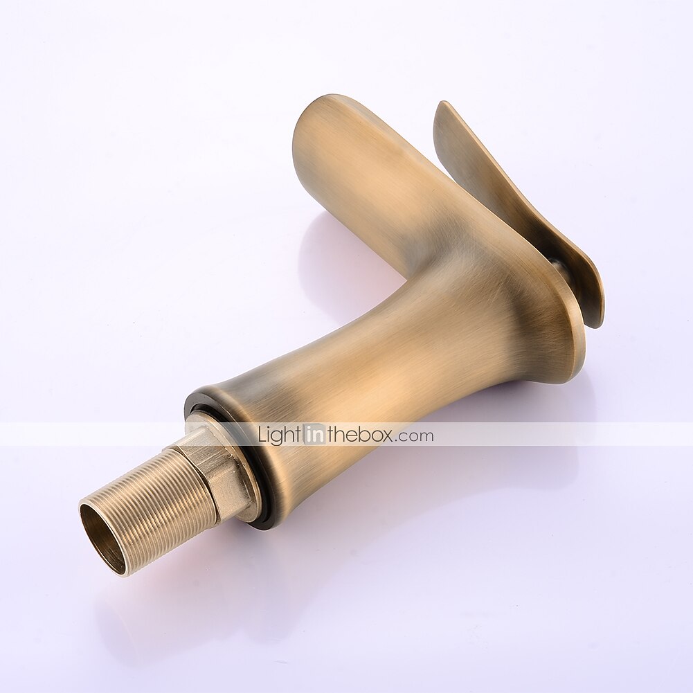 antiikkipronssi messinkihanasarja, vesiputous antiikkipronssikannelle asennettu yksikahvainen yksireikäinen kylpyhana kuuma- ja kylmäkytkimellä ja viemärillä 2026 - $129.99 –P5