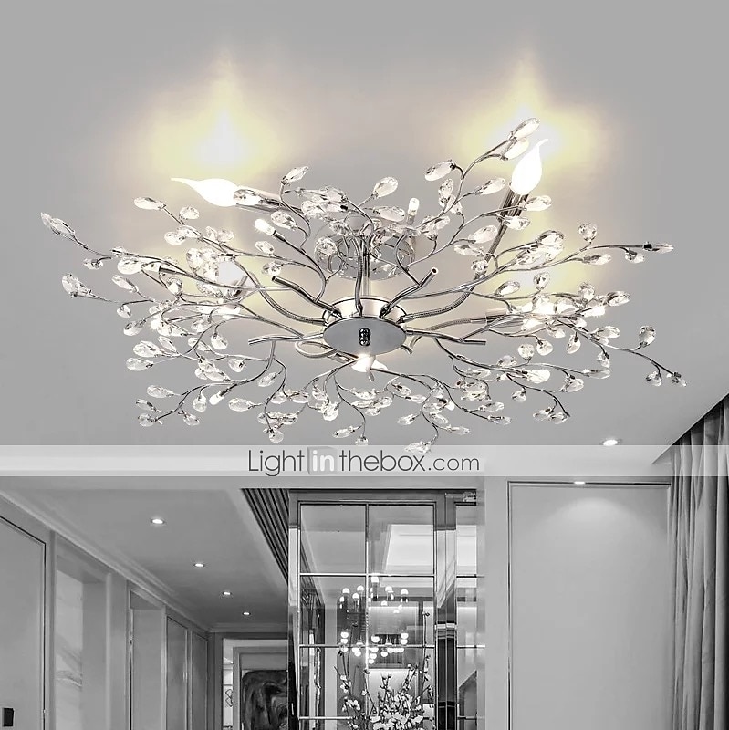 Lampadario led 5 luci 78 cm plafoniera da incasso luci metallo cromato 110-120v 220-240v/ce design floreale certificato del 2026 a $484.49 –P1