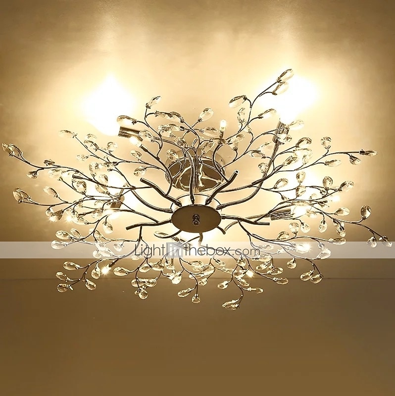 Lampadario led 5 luci 78 cm plafoniera da incasso luci metallo cromato 110-120v 220-240v/ce design floreale certificato del 2026 a $484.49 –P4