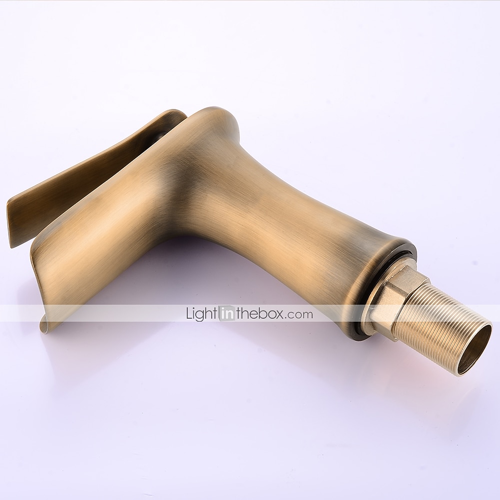 antiikkipronssi messinkihanasarja, vesiputous antiikkipronssikannelle asennettu yksikahvainen yksireikäinen kylpyhana kuuma- ja kylmäkytkimellä ja viemärillä 2026 - $129.99 –P4