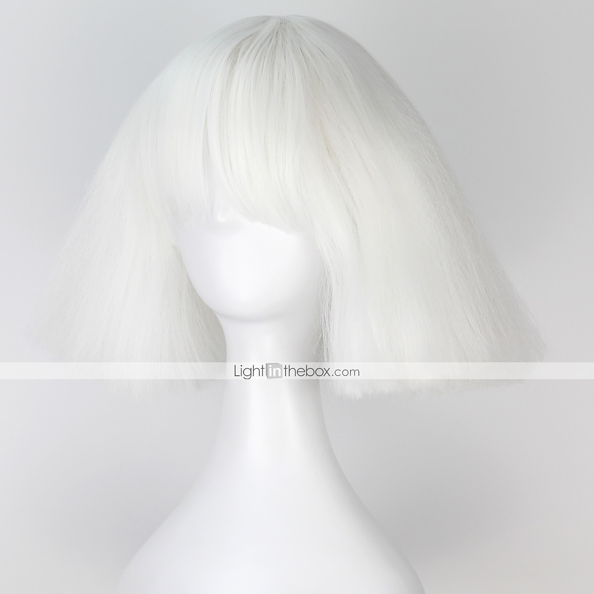 Peruca de Cosplay Peruca Sintética Peruca de Cosplay Lisa Cacheada Yaki Bob com Franjas Peruca Curta Branco Sintético Cabelo Branco Perucas de Halloween Femininas de 2025 por $27.99 –P2