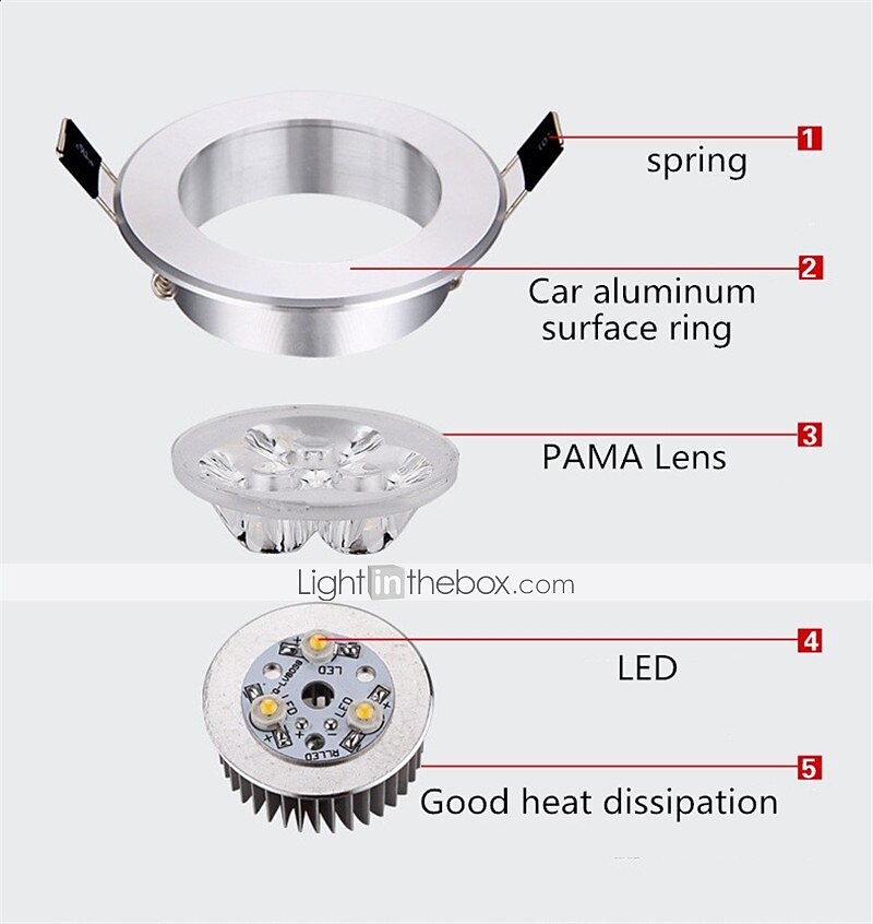 10pcs 3 W 300 lm 3 LED Beads Easy Install Recessed LED Ceiling Lights Warm White Cold White 85-265 V Ceiling Commercial Home / Office / 10 pcs / RoHS / CE Certified 2025 - $49.99 –P3