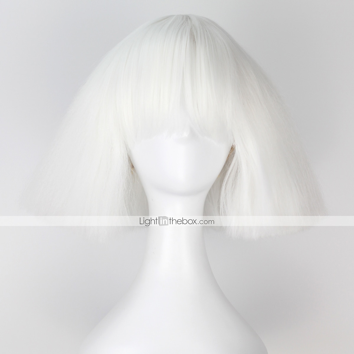 Peruca de Cosplay Peruca Sintética Peruca de Cosplay Lisa Cacheada Yaki Bob com Franjas Peruca Curta Branco Sintético Cabelo Branco Perucas de Halloween Femininas de 2025 por $27.99 –P1