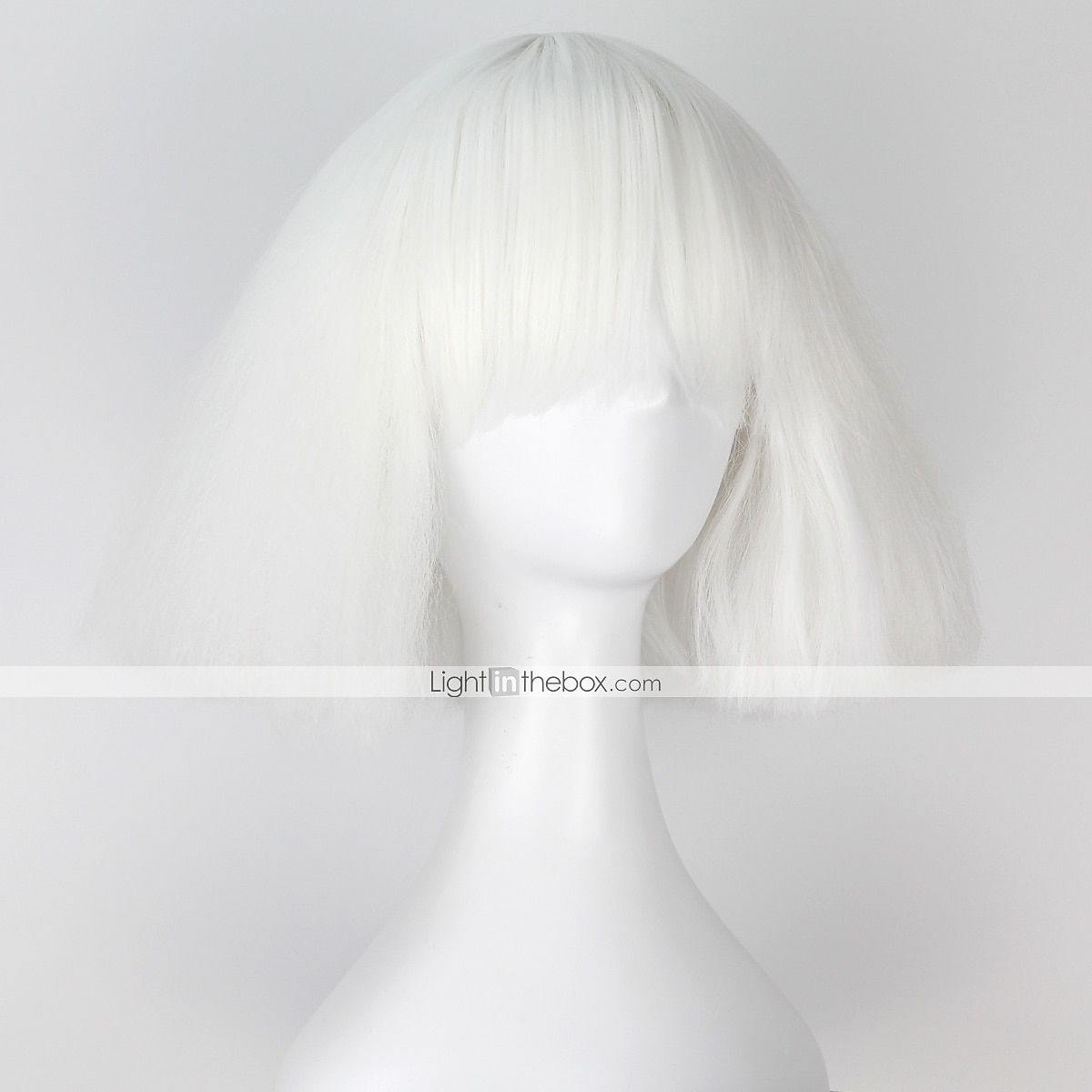 Peruca de Cosplay Peruca Sintética Peruca de Cosplay Lisa Cacheada Yaki Bob com Franjas Peruca Curta Branco Sintético Cabelo Branco Perucas de Halloween Femininas de 2025 por $27.99 –P3