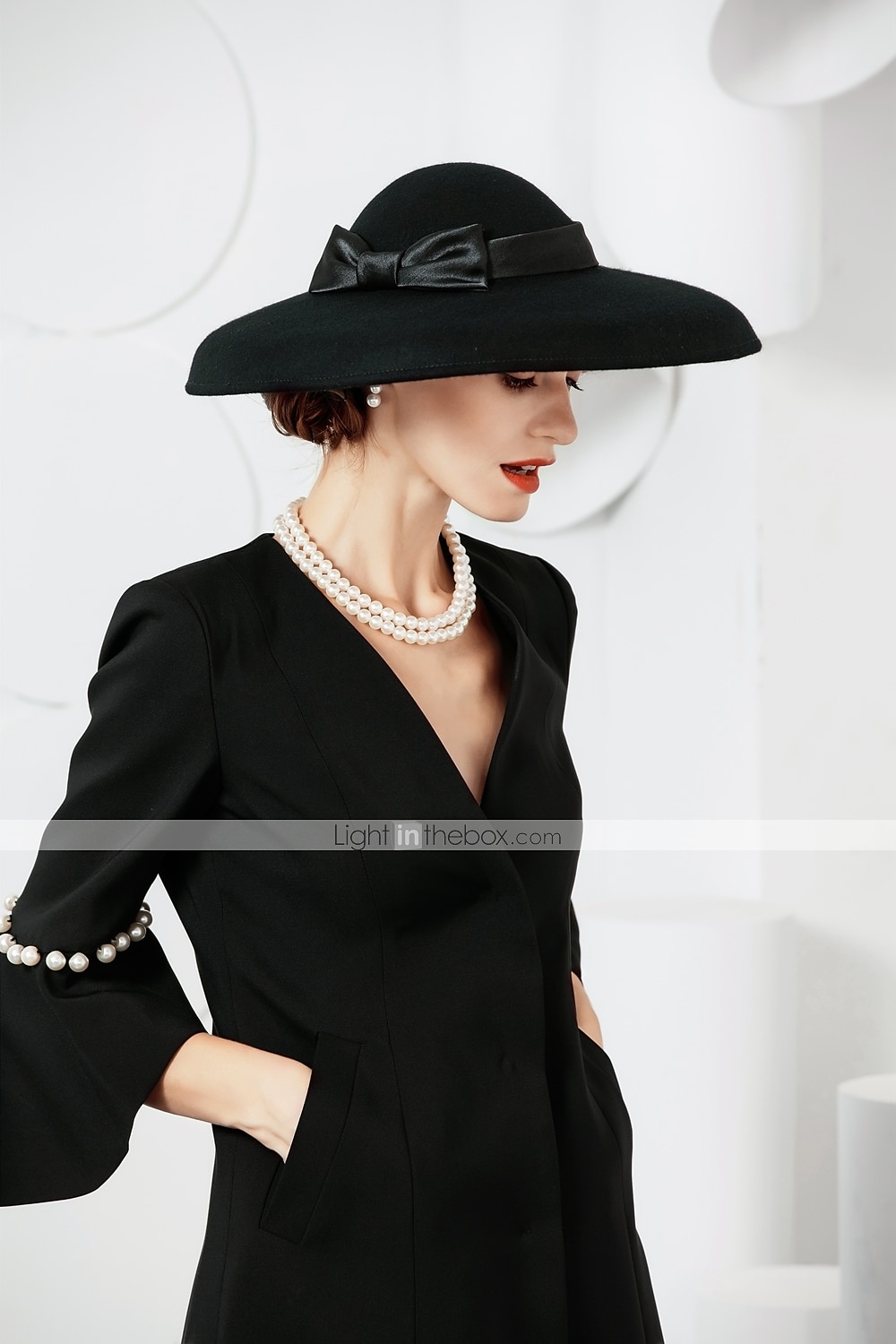 Kapelusze w stylu vintage eleganckie wełniane  nakrycia głowy z kokardkami 1 element na specjalną okazję  imprezę  wieczór  wyścig konny sukienka na specjalne okazje 2026 - $49.99 –P4