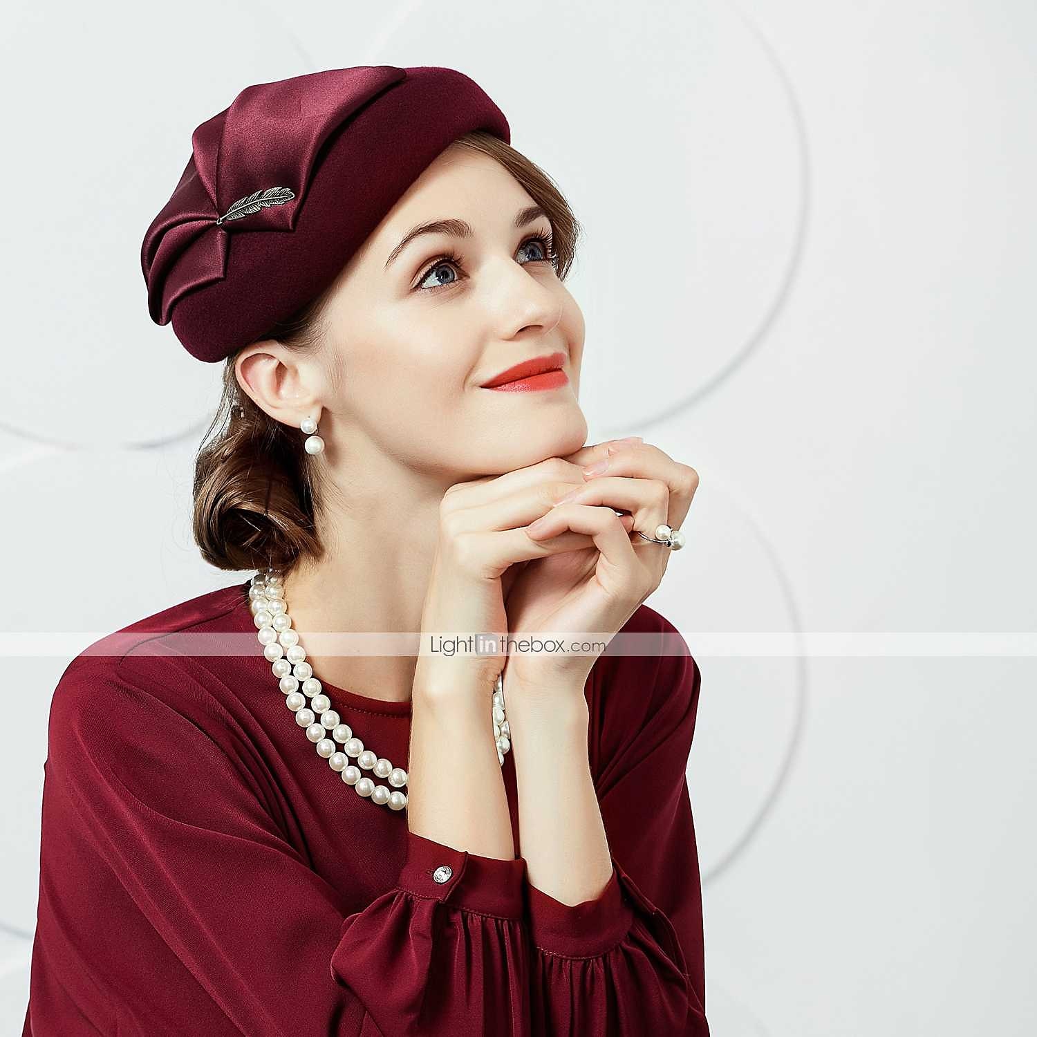 Lana / Seta Cappello Kentucky Derby / berretto con 1 Matrimonio / Festa / Serata / Corsa di cavalli Copricapo del 2025 a $34.99 –P4