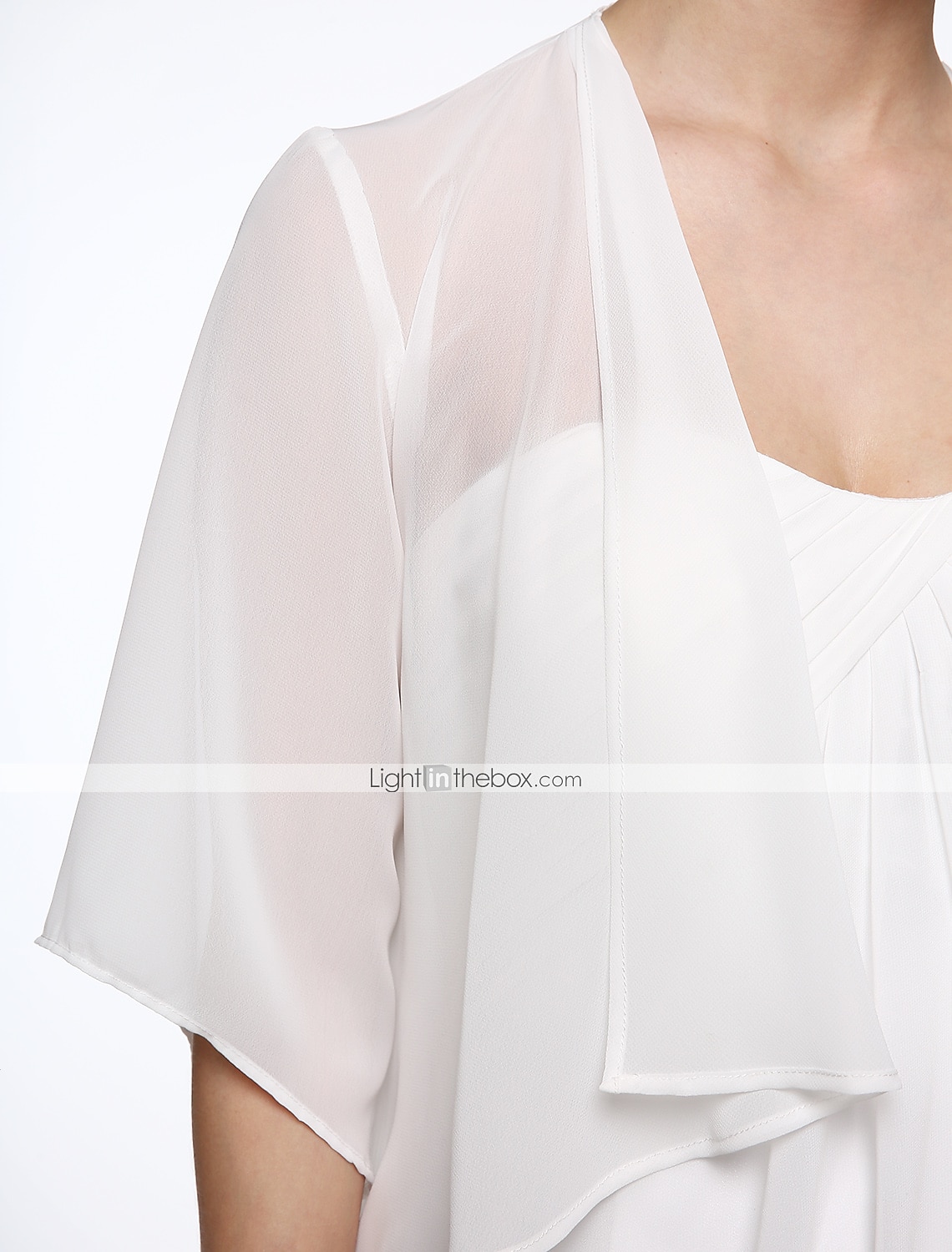 Halv Erme Frakker  Jakker Chiffon  Bryllup  Fest  Kveld Kvinne Stola  Bolero Med Drapering  Ensfarget 2025 - $27.99 –P4
