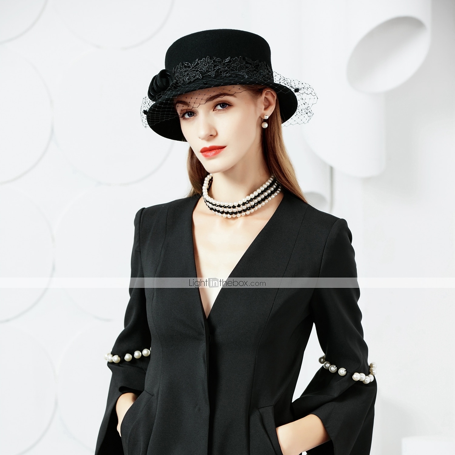 Czapki wełniane w stylu vintage Eleganckie nakrycia głowy z tiulu z aplikacjami 1 szt. Na specjalną okazję Przyjęcie Wieczorne Herbata Nakrycie głowy do zaimponowania Kapelusz na dzień wyścigów 2026 - $39.99 –P5