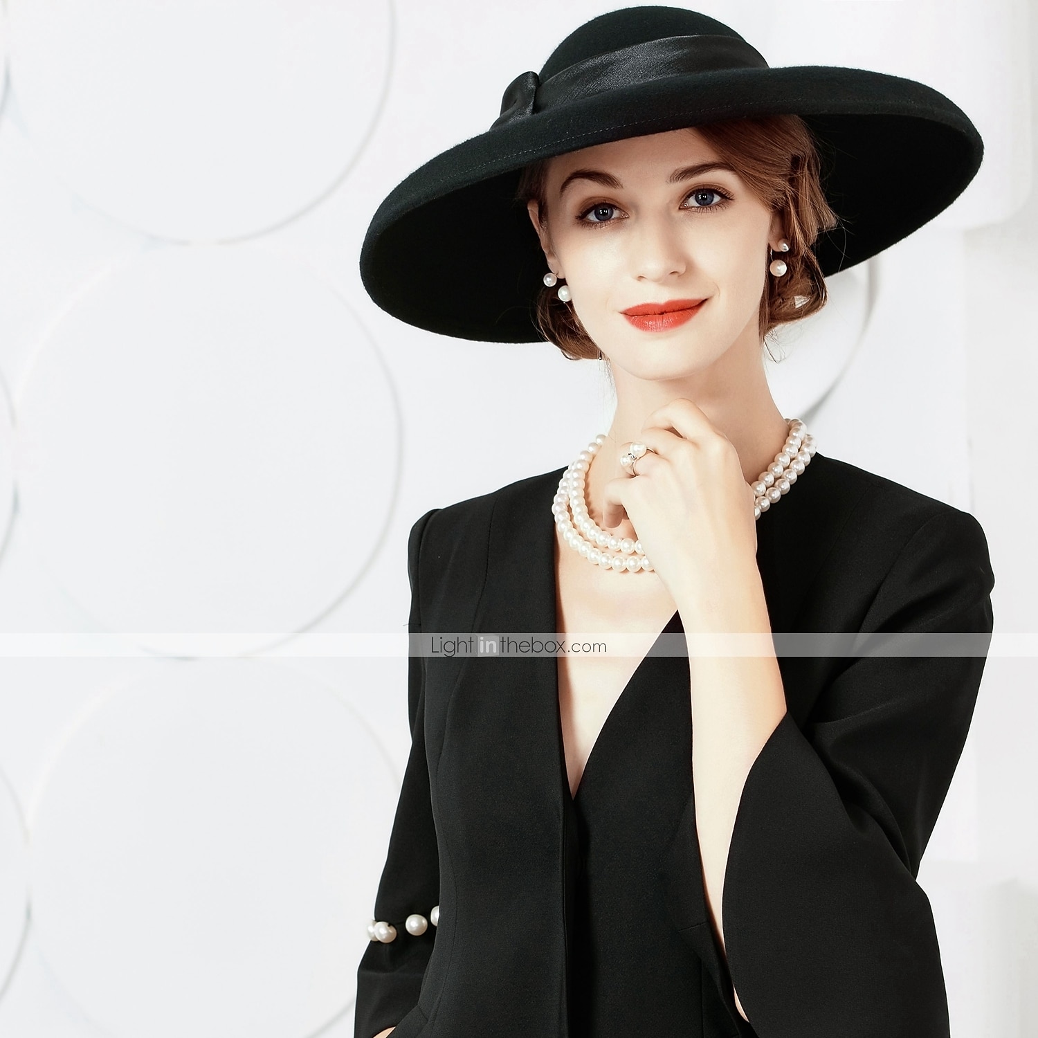 Kapelusze w stylu vintage eleganckie wełniane  nakrycia głowy z kokardkami 1 element na specjalną okazję  imprezę  wieczór  wyścig konny sukienka na specjalne okazje 2026 - $49.99 –P1