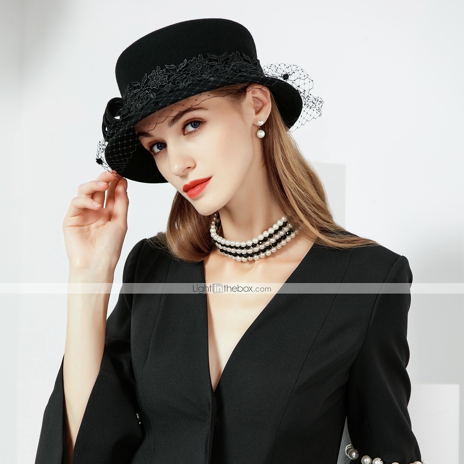 Czapki wełniane w stylu vintage Eleganckie nakrycia głowy z tiulu z aplikacjami 1 szt. Na specjalną okazję Przyjęcie Wieczorne Herbata Nakrycie głowy do zaimponowania Kapelusz na dzień wyścigów 2026 - $39.99 –P6