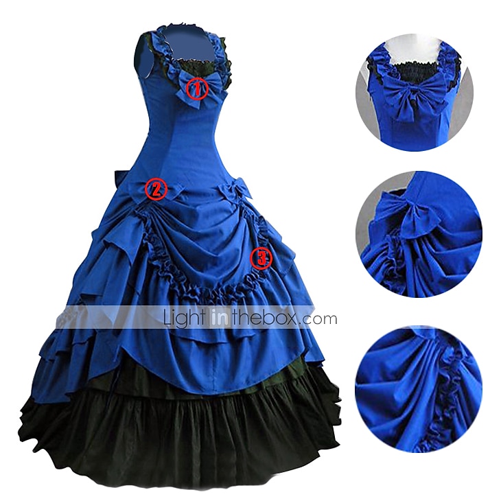 Abito Vittoriano Medievale 18° Secolo Lunghezza alla caviglia Lunghezza lunga Vestito Costume da festa Mascherata Taglie Forti Normale Su misura Patchwork Abito da ballo Costume Per donna Feste Balli del 2026 a $174.99 –P3