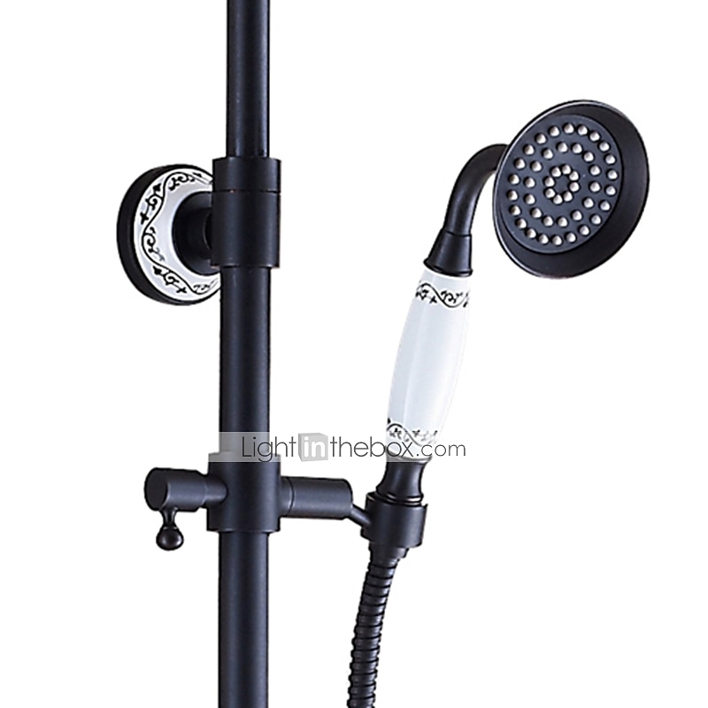 Duscharmatur, Duschsystem-Set, Messing-Regenfall, antikes, ölgeriebenes Bronze-Duschsystem, Keramikventil, zwei Griffe, drei Löcher, Bad-Dusche-Mischbatterien mit Heiß- und Kaltschalter 2025 - $453.59 –P3
