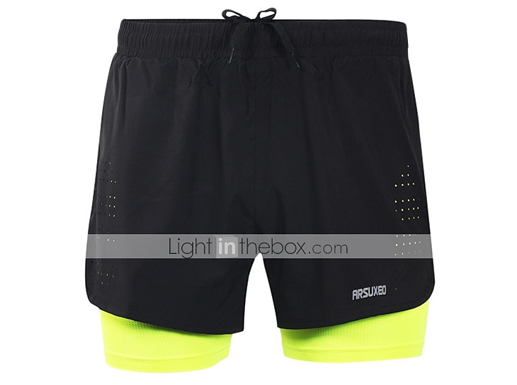 Arsuxeo Men's Running Shorts Gym Shorts Yoga Shorts Drawstring 2 in 1 Split Zipper Pocket Base Layer Outdoor Athletic Summer Spandex Quick Dry Lightweight Reflective Strips Yoga Gym Workout Marathon 2025 - $24.99 –P7