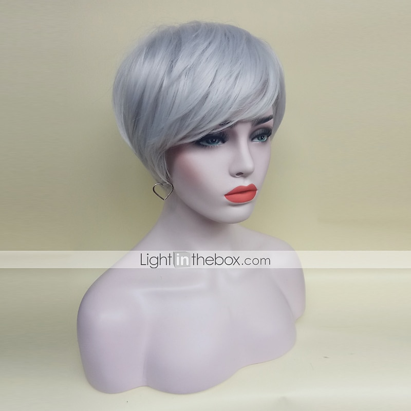 parrucche grigie per donna parrucca sintetica con frangetta parrucche corte argento parrucche da vecchia parrucche dall'aspetto naturale del 2025 a $16.49 –P2