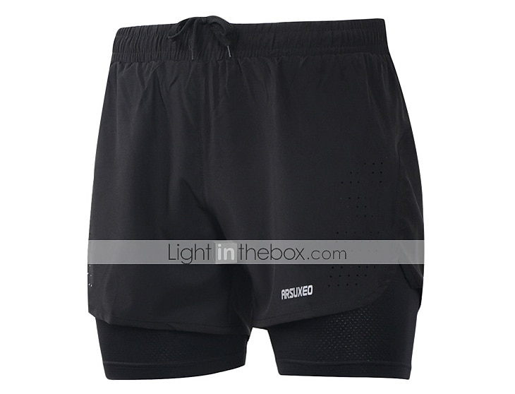 Arsuxeo Men's Running Shorts Gym Shorts Yoga Shorts Drawstring 2 in 1 Split Zipper Pocket Base Layer Outdoor Athletic Summer Spandex Quick Dry Lightweight Reflective Strips Yoga Gym Workout Marathon 2025 - $24.99 –P10
