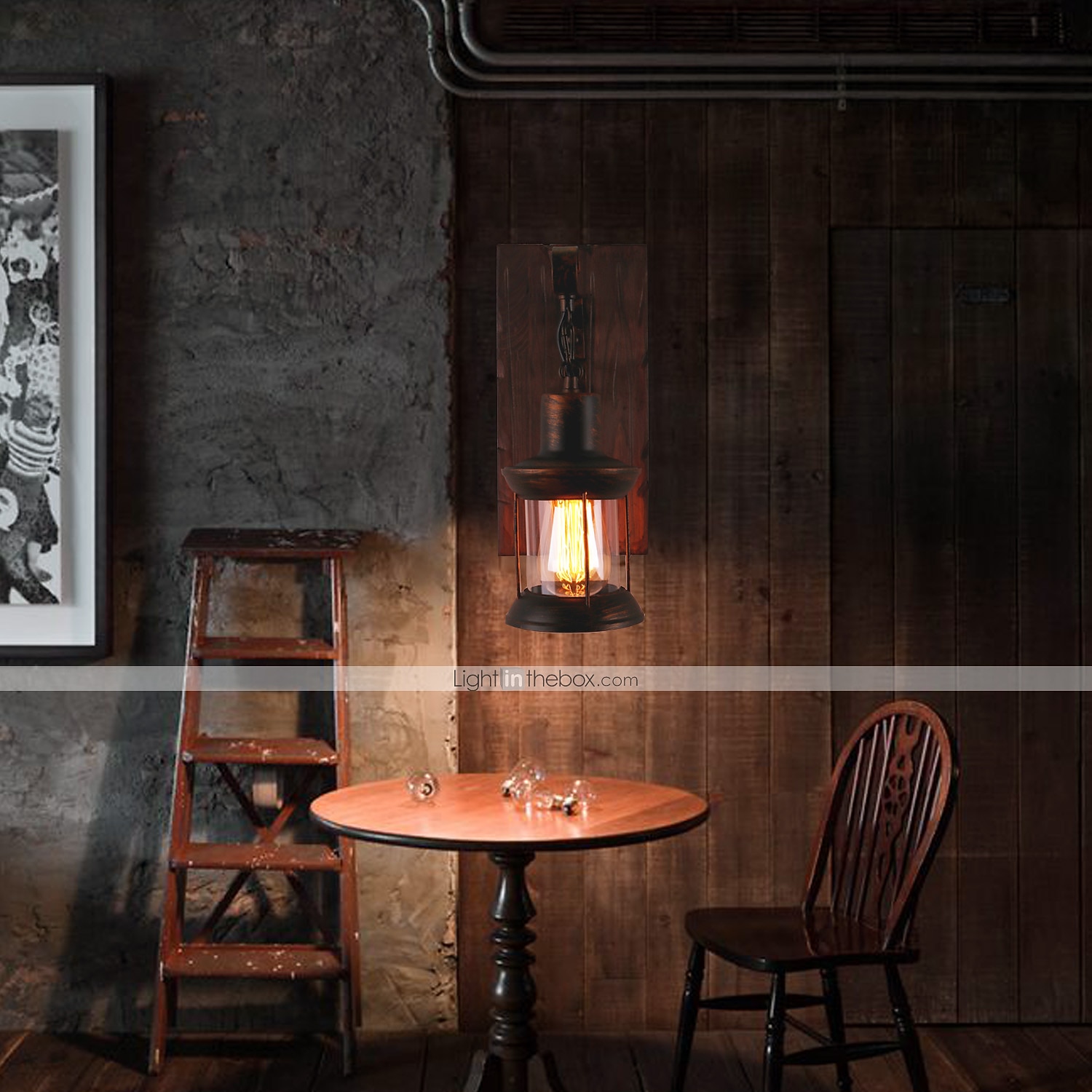 nástěnné svítidlo jednohlavé průmyslové rustikální vintage retro dřevěné nástěnné koláčky kov malba barva pro zemi domácí hotel chodba zdobit nástěnné světlo 2025 - $75.99 –P1