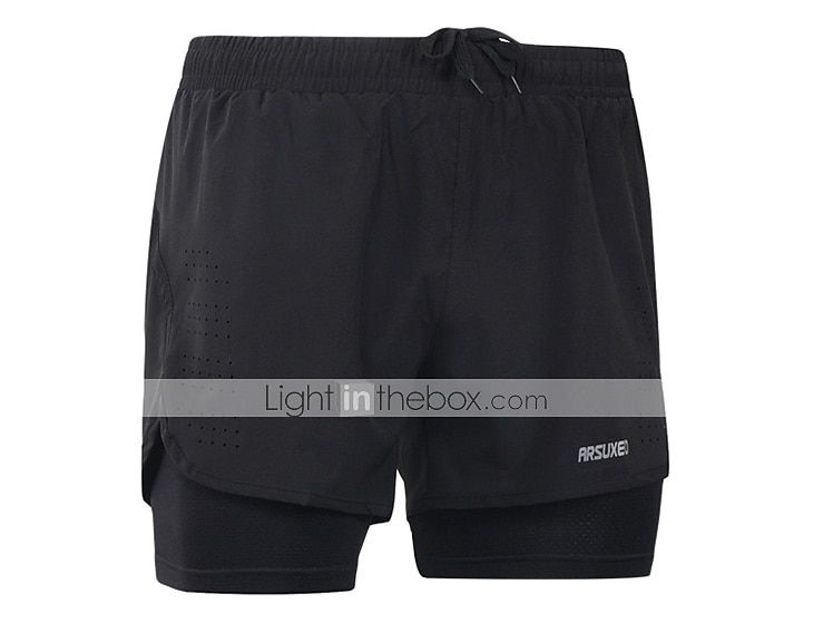 Arsuxeo Men's Running Shorts Gym Shorts Yoga Shorts Drawstring 2 in 1 Split Zipper Pocket Base Layer Outdoor Athletic Summer Spandex Quick Dry Lightweight Reflective Strips Yoga Gym Workout Marathon 2025 - $24.99 –P11