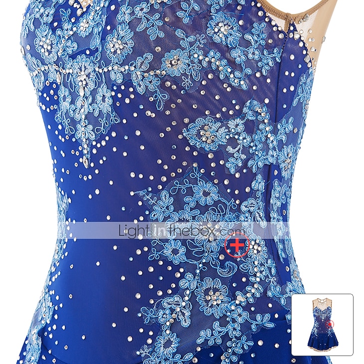Figure Skating Dress Women's Girls' Ice Skating Dress Dark red White Pink Flower Open Back Mesh Spandex Practice Competition Skating Wear Jeweled Rhinestone Sleeveless Ice Skating Figure Skating 2026 - $177.99 –P6