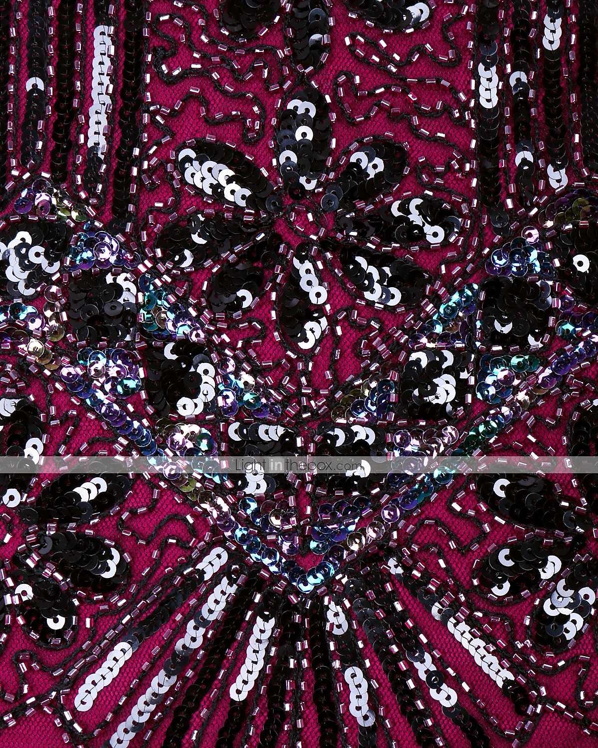 Anni Ruggenti Brillare & Splendere Anni 1920 Lunghezza al ginocchio Abito Flapper Vestito Costume da festa Il grande Gatsby Charleston Invitato al matrimonio Paillettes Frangia con nappe Paillettes del 2025 a $41.99 –P12