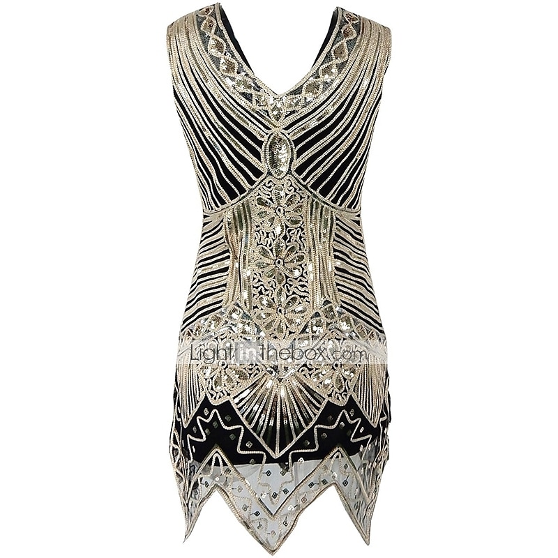 il grande gatsby charleston ruggente anni '20 1920 vestito con paillettes  vestito da flapper abito da cocktail mini abito senza maniche vintage  cosplay costume ritorno a casa ballo di fine anno abito