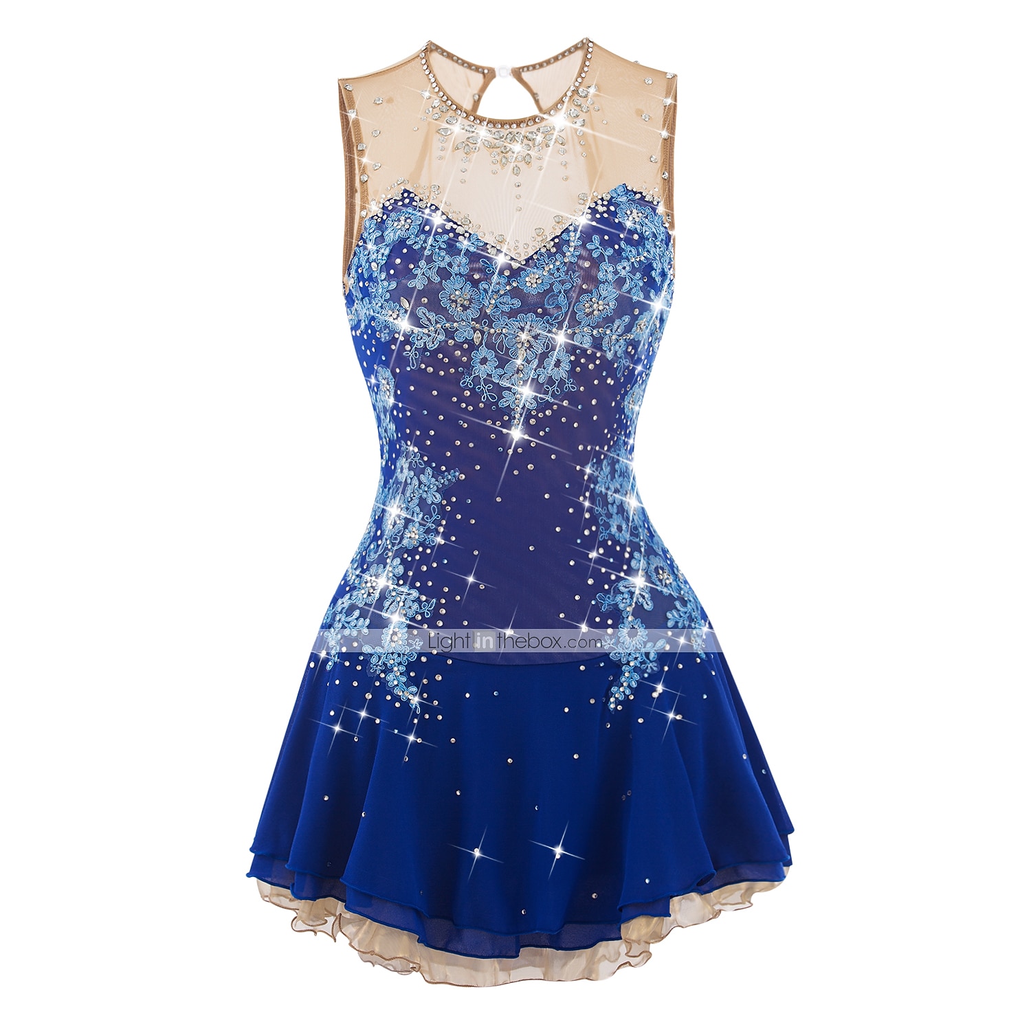 Figure Skating Dress Women's Girls' Ice Skating Dress Dark red White Pink Flower Open Back Mesh Spandex Practice Competition Skating Wear Jeweled Rhinestone Sleeveless Ice Skating Figure Skating 2026 - $177.99 –P10