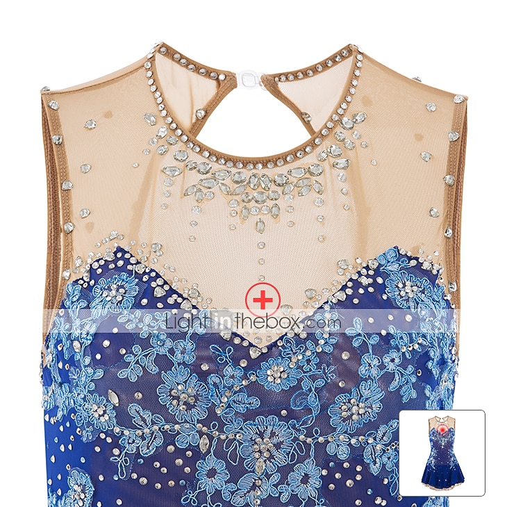 Figure Skating Dress Women's Girls' Ice Skating Dress Dark red White Pink Flower Open Back Mesh Spandex Practice Competition Skating Wear Jeweled Rhinestone Sleeveless Ice Skating Figure Skating 2026 - $177.99 –P2