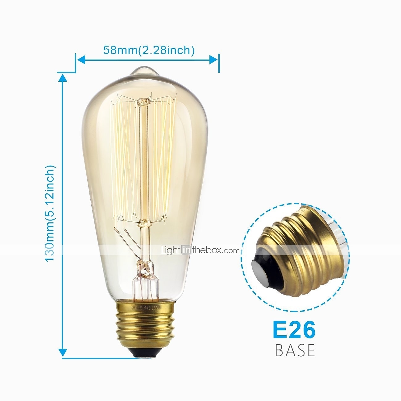 5 шт. 40 W E26 / E27 ST58 Теплый Желтый 2200-3000 k Диммируемая Винтажная лампа накаливания Эдисона 220-240 V 2025 - $19.99 –P1