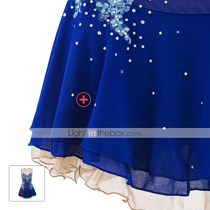 Figure Skating Dress Women's Girls' Ice Skating Dress Dark red White Pink Flower Open Back Mesh Spandex Practice Competition Skating Wear Jeweled Rhinestone Sleeveless Ice Skating Figure Skating 2026 - $177.99 –P7